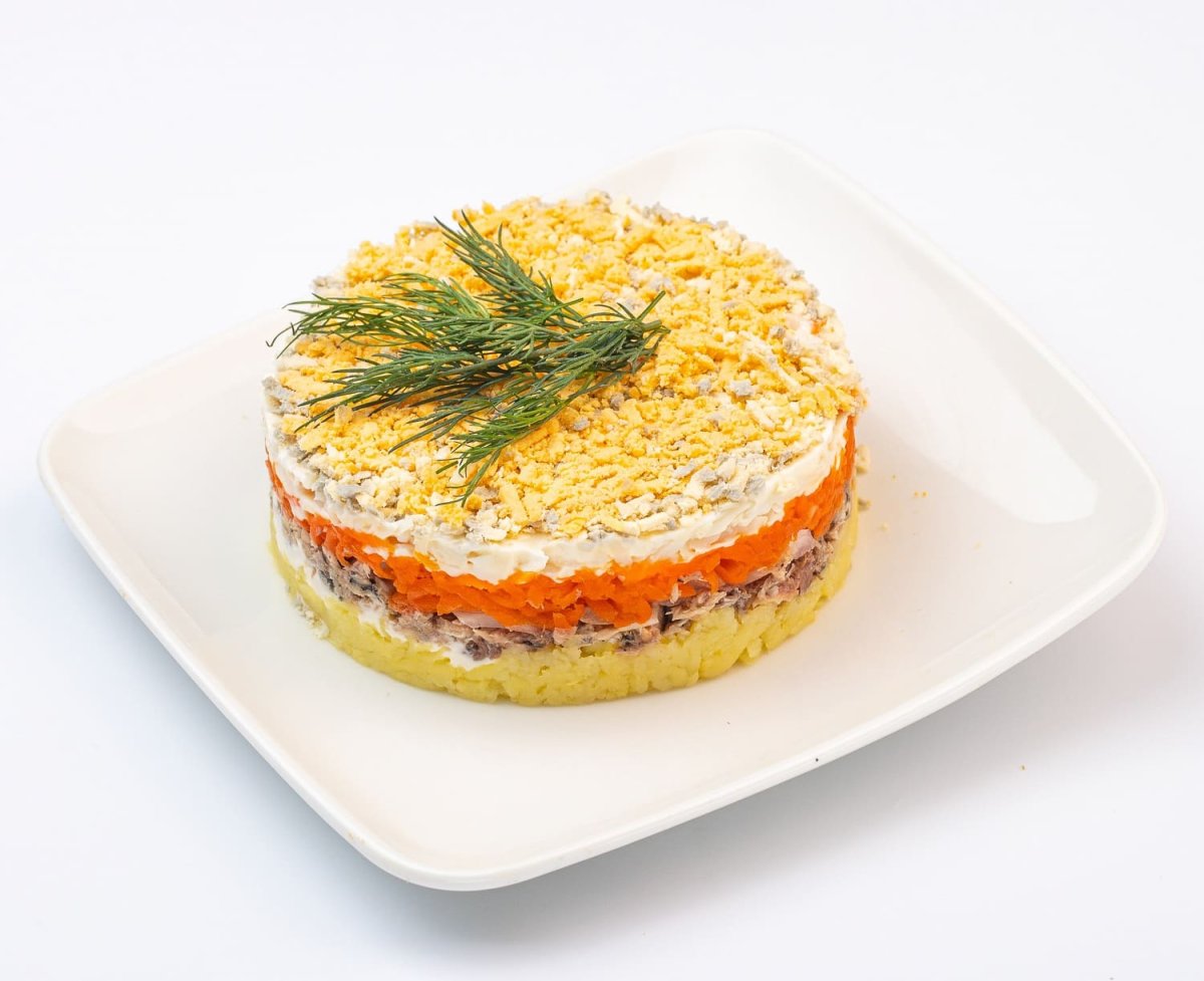 Мимоза с вафельными коржами закусочный торт