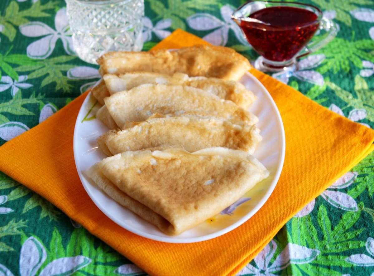 Блины на минералке без яиц