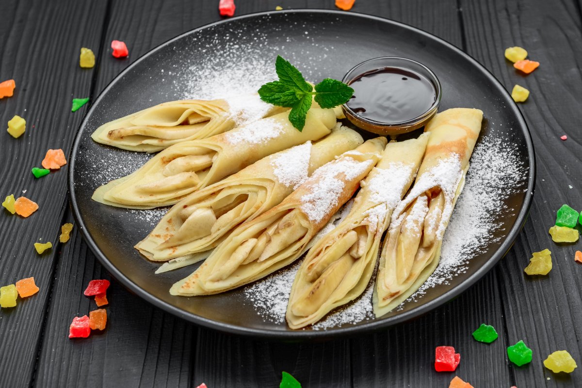 Блины с бананом и шоколадом