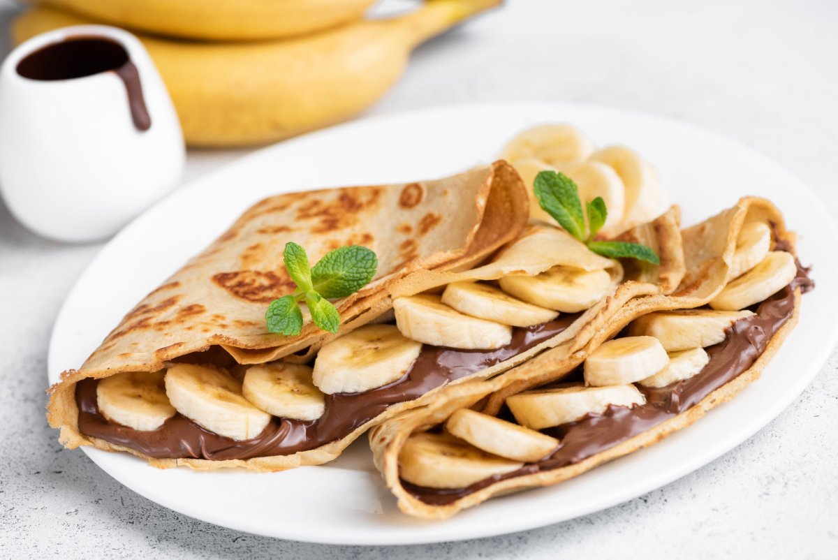 Блинчики с бананом и карамелью