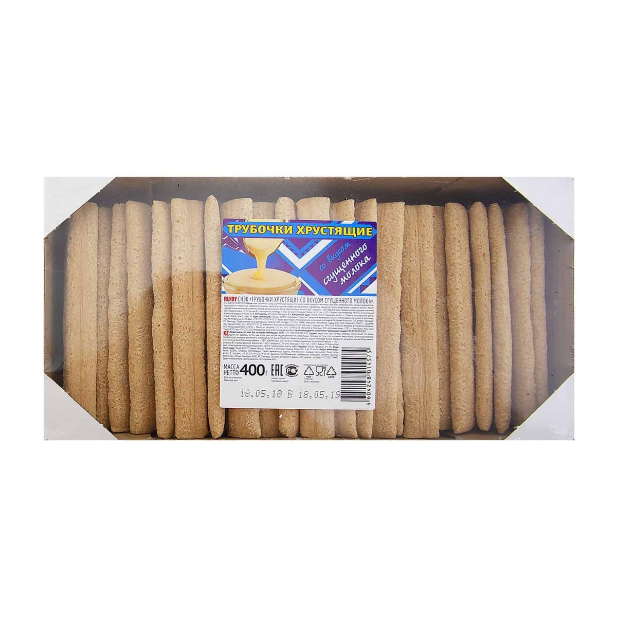 Ессен снеки трубочки со вкусом сгущенного молока 400г Эссен