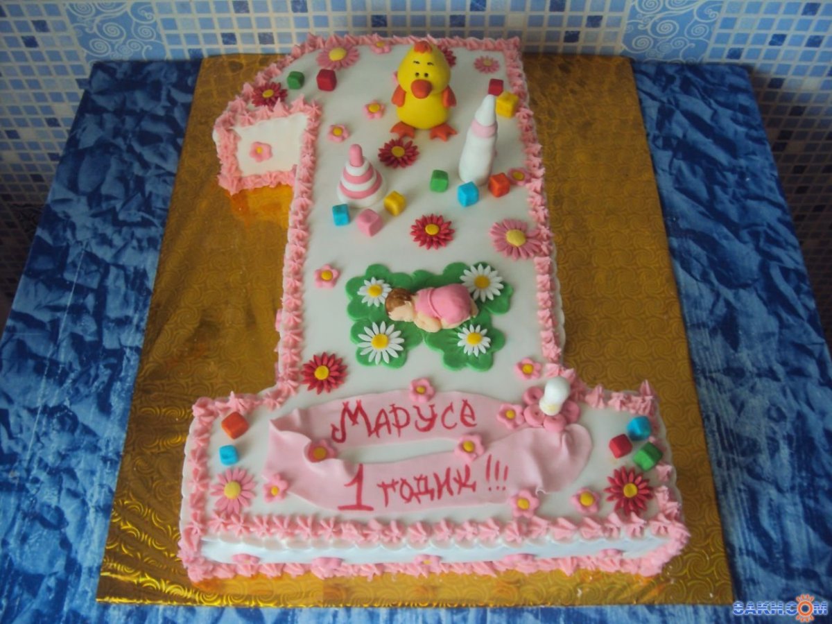 Единичка на торт из мастики