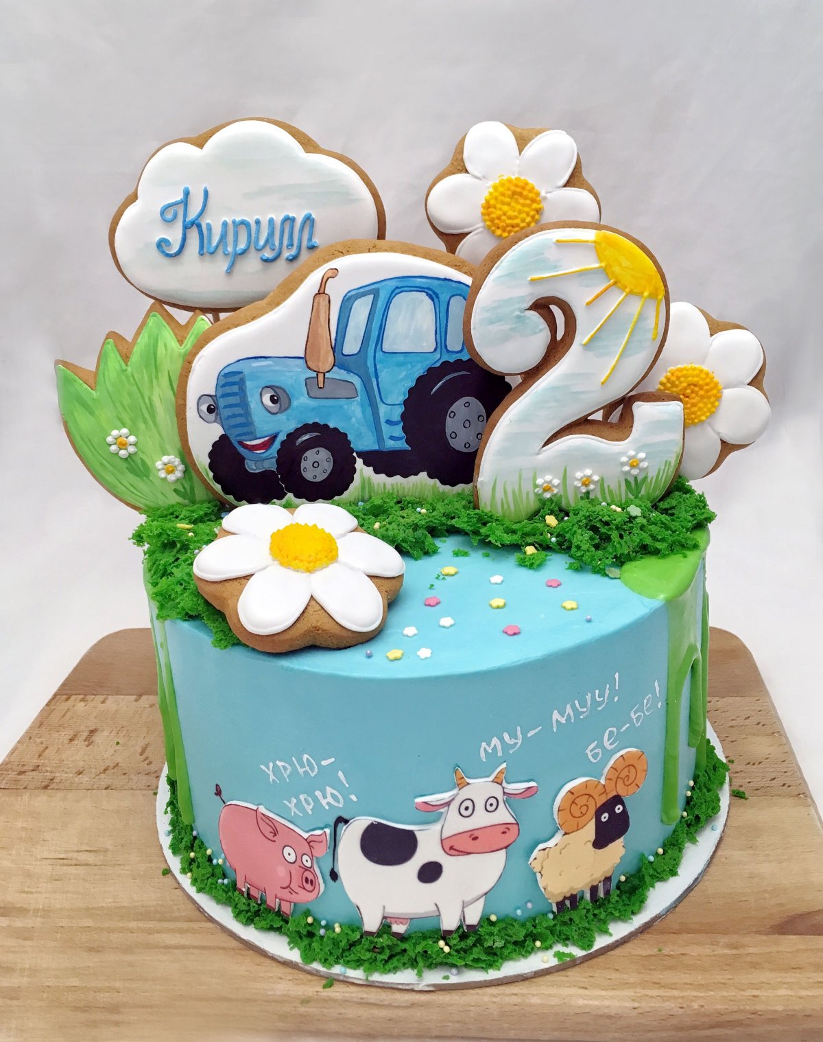 Торт на годик мальчику синий трактор