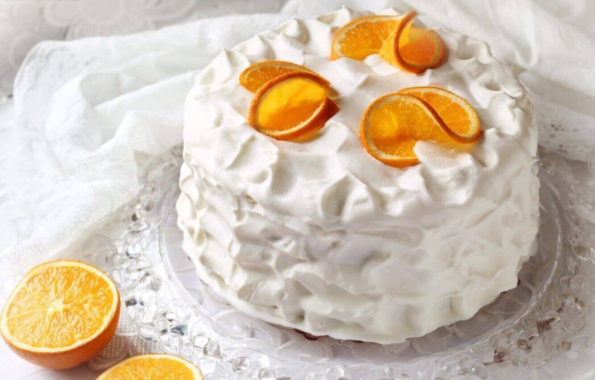 Украшение торта дольками апельсина