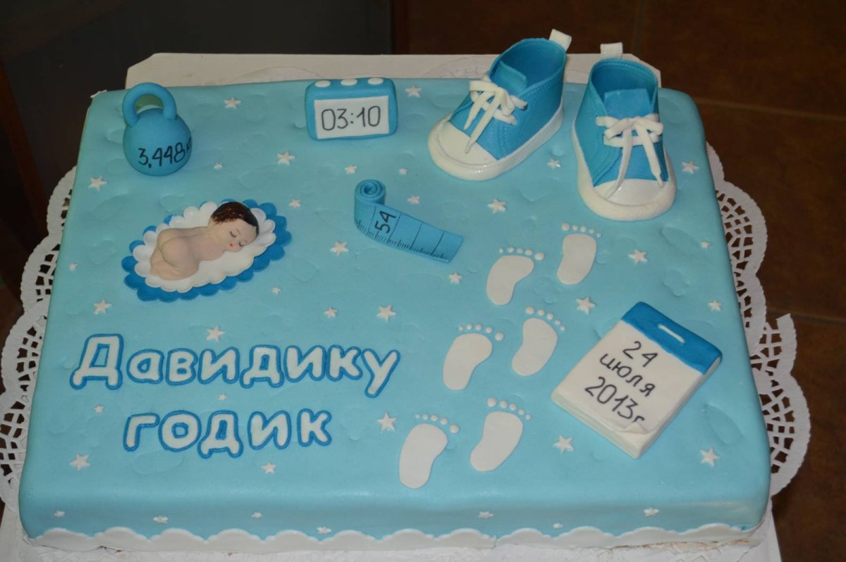 Квадратный торт на годик мальчику