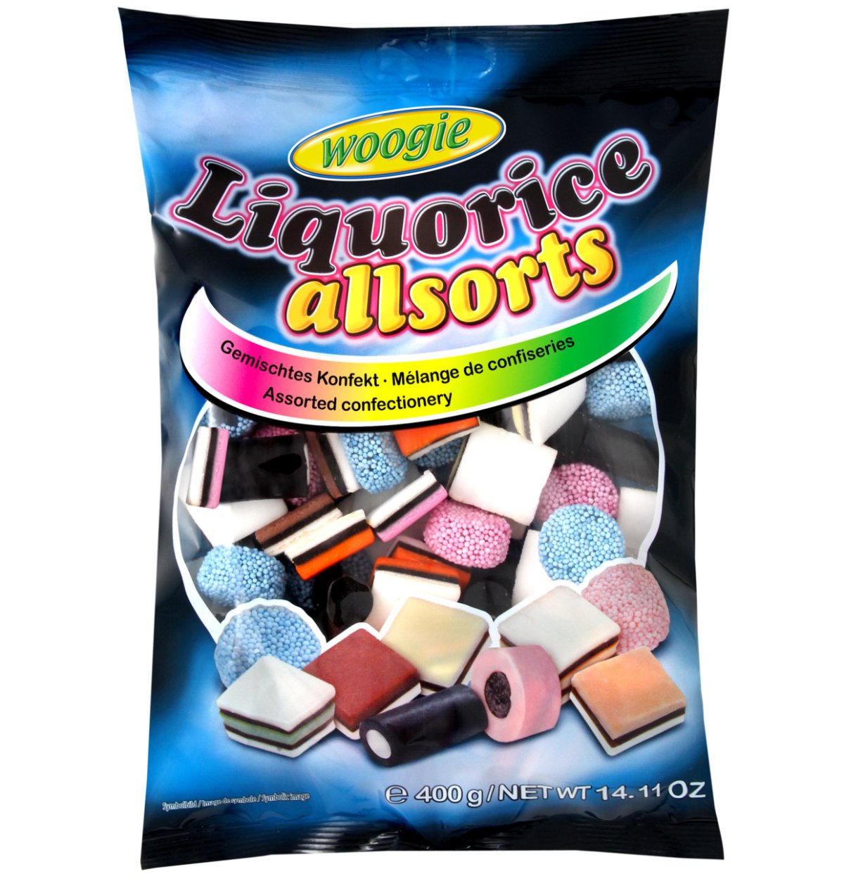 Ассорти жевательных конфет с лакрицей Woogie Liquorice Allsorts 400 гр