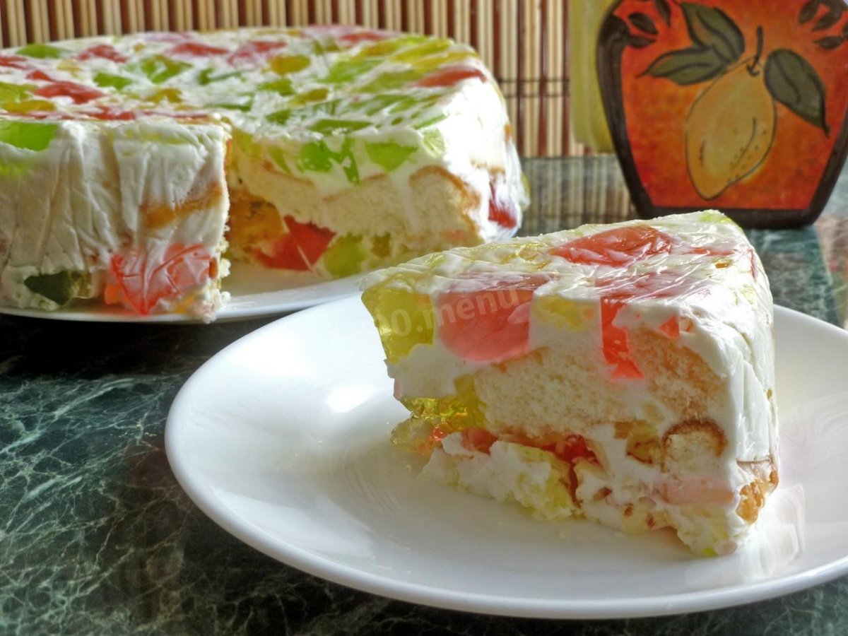 Красивый торт из желе