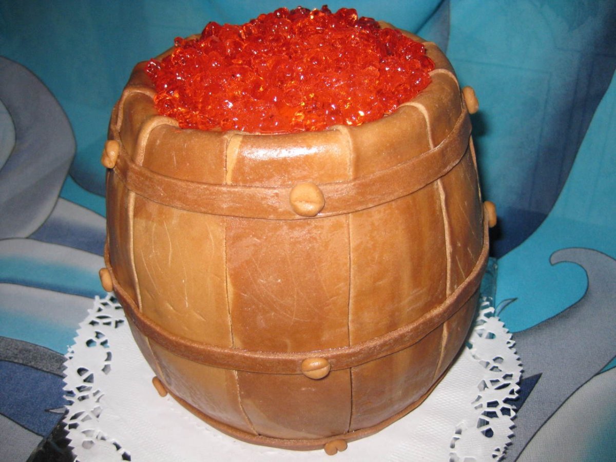 Торт бочка с медом и пчелами