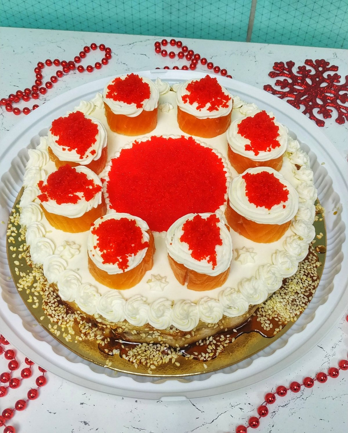 Торт бочка с икрой