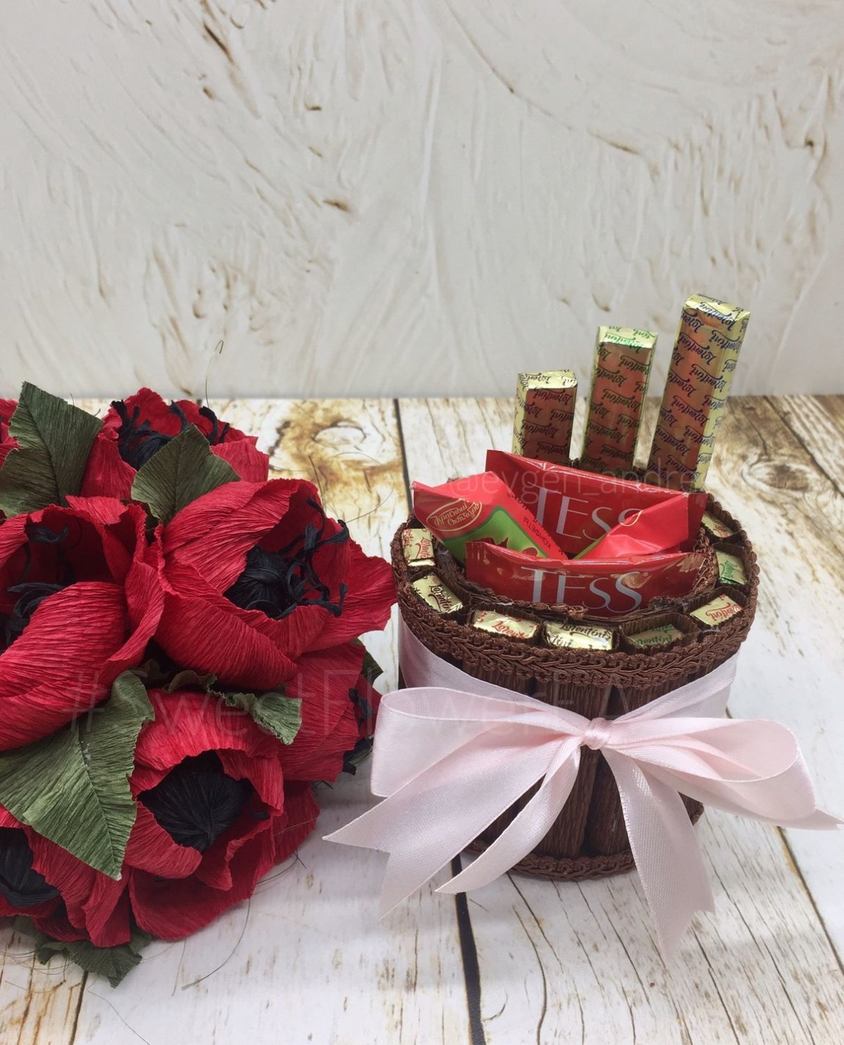 Сердце из конфет мерси