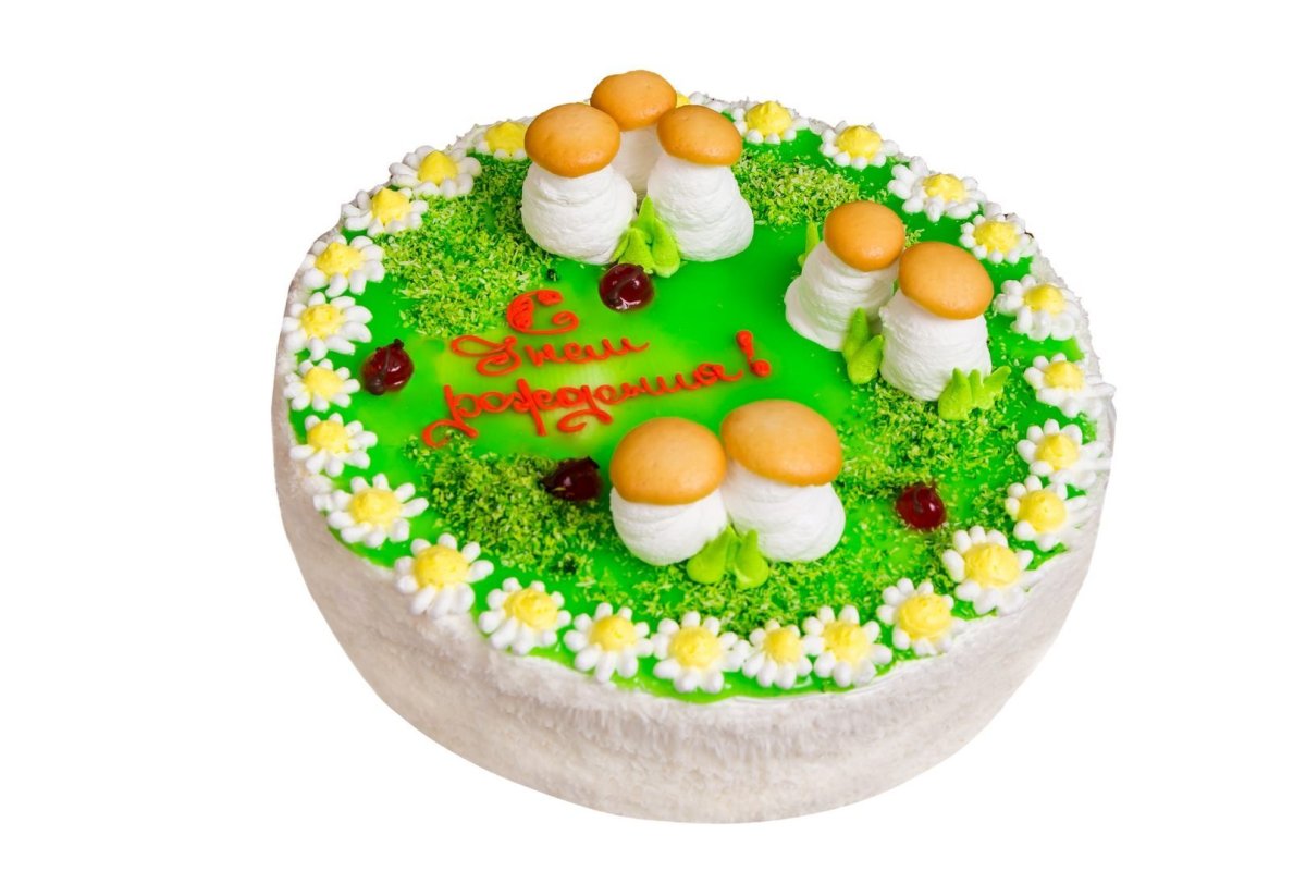 Желтый торт с ромашками