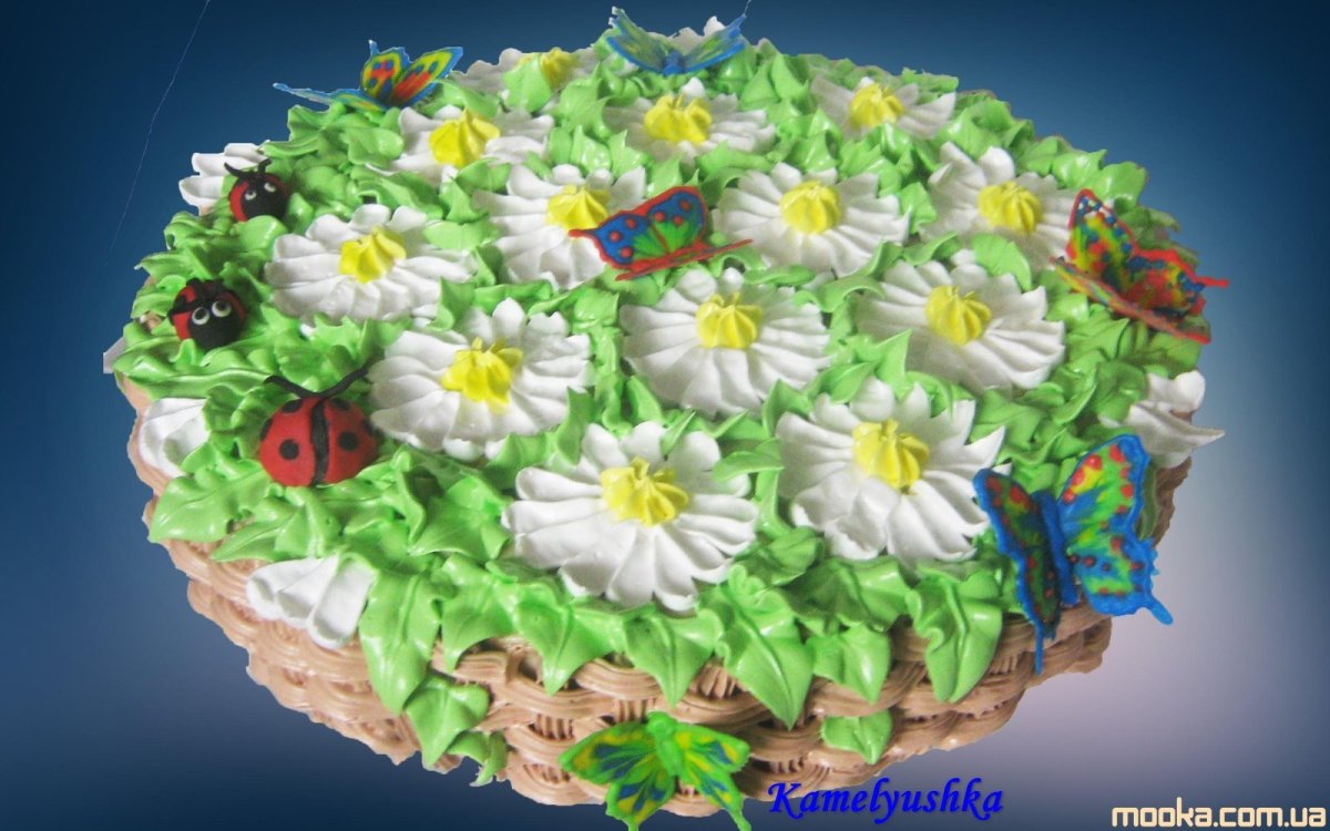Торт с ромашками для девочки