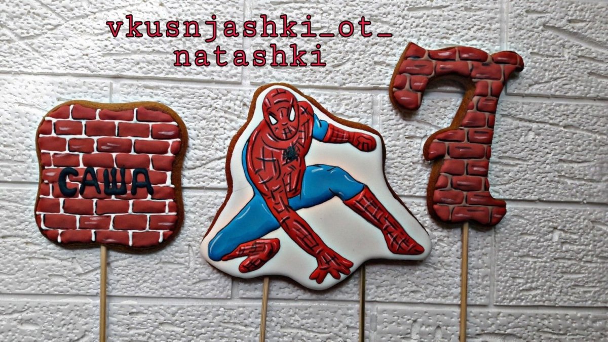 Пряники для украшения торта человек паук