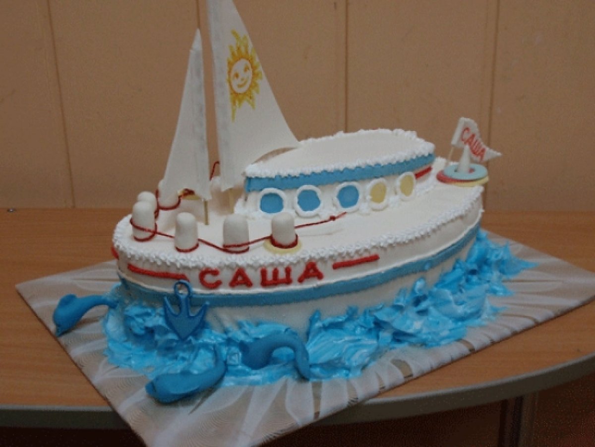 Торт яхта из крема трафарет