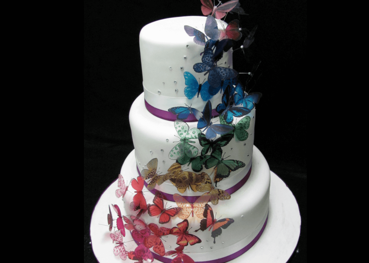 Дизайн торта с бабочками