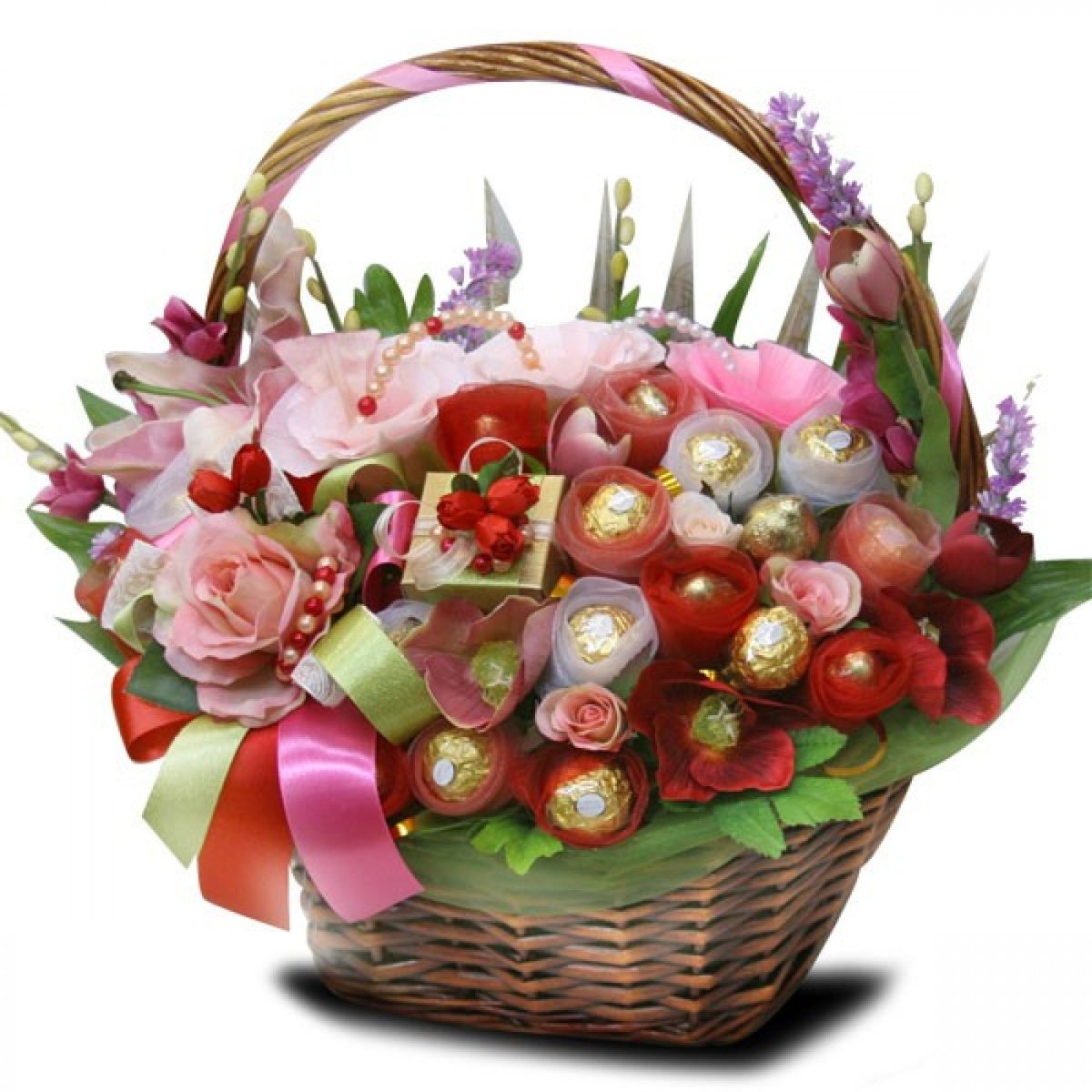 Сладкие корзинки с цветами
