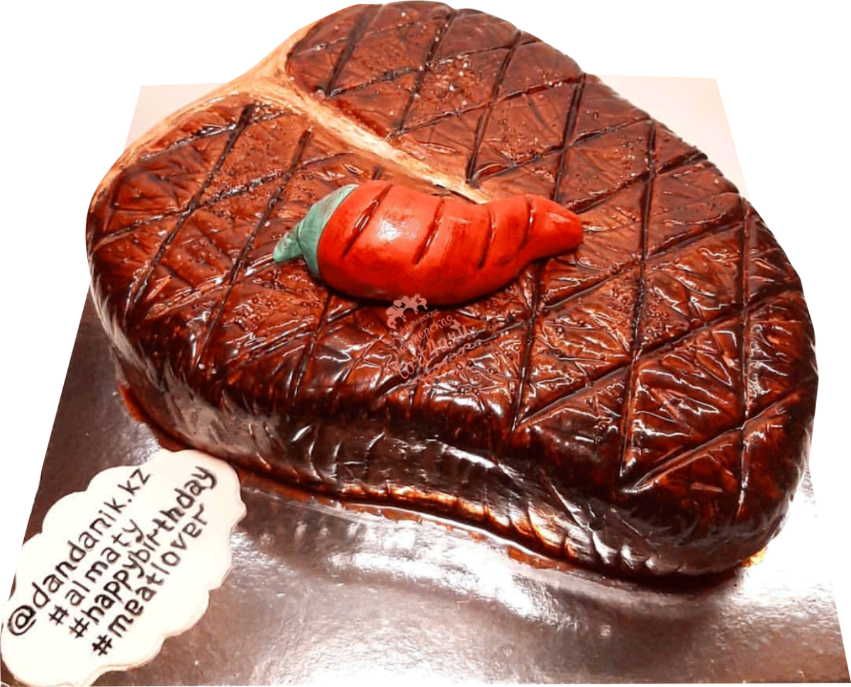Торт в виде стейка мяса