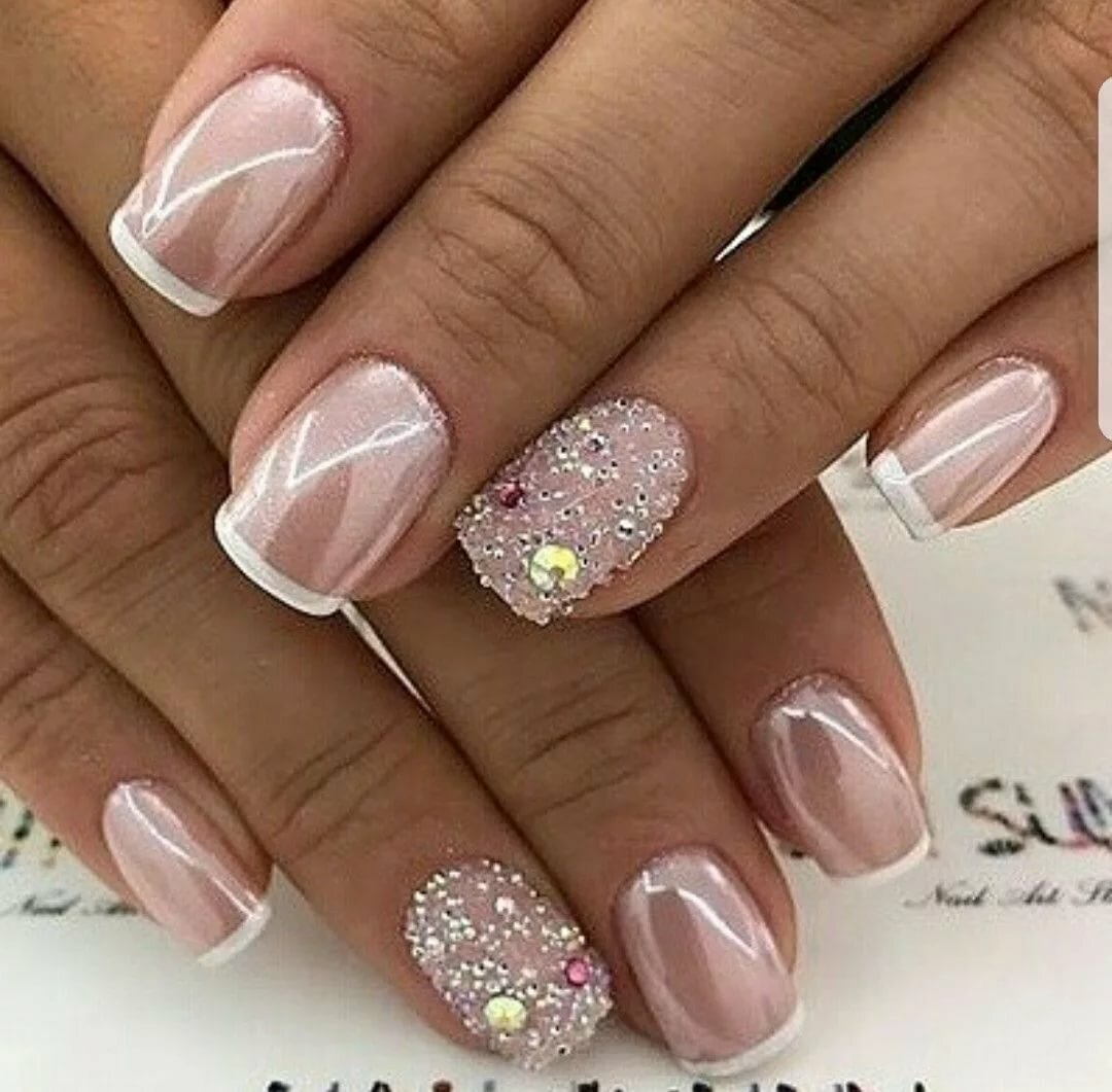 Свадебный маникюр на короткие ноготки