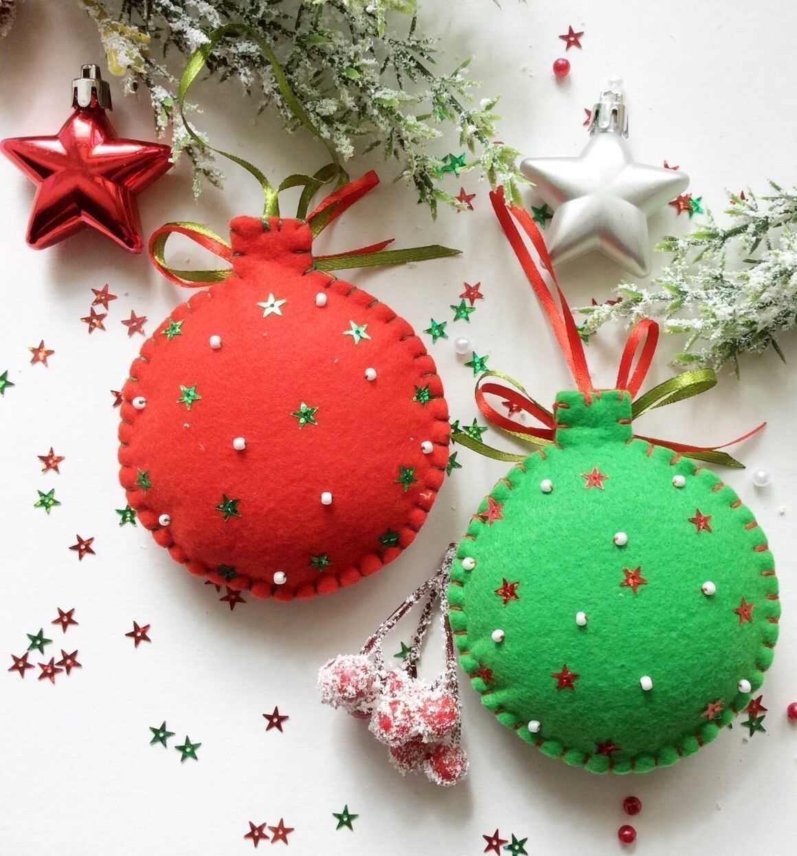 Новогодние игрушки из фетра