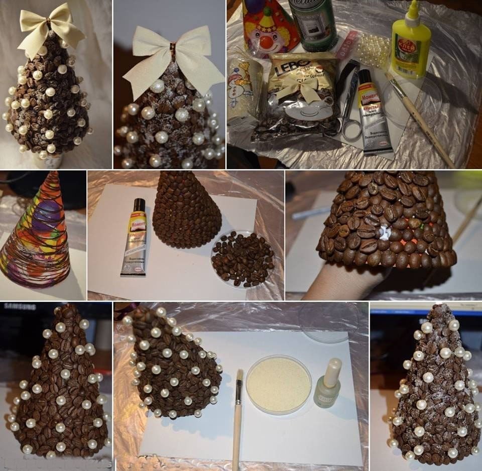 Новогодняя елка из кофейных зерен своими руками