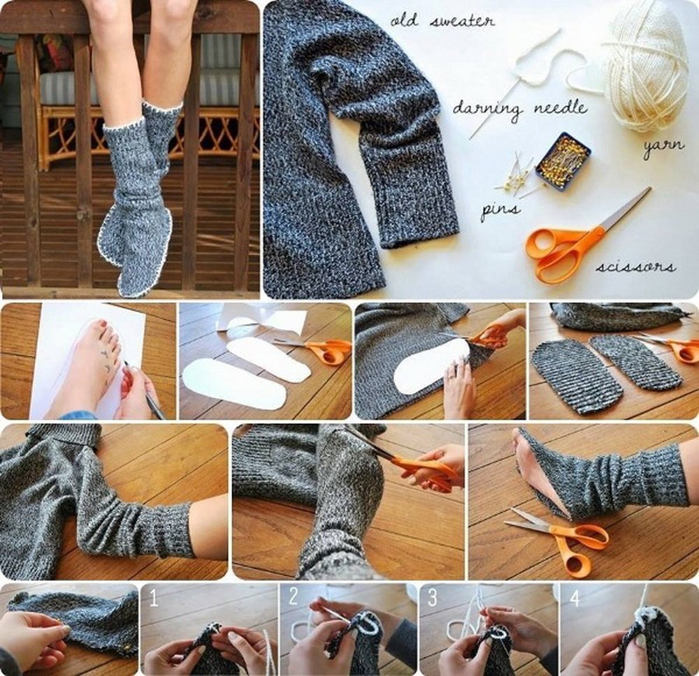 Свитер шарф носки. Рукоделие из старых вещей. Идеи из старых свитеров. Изделия из старого свитера. Переделка старого свитера.