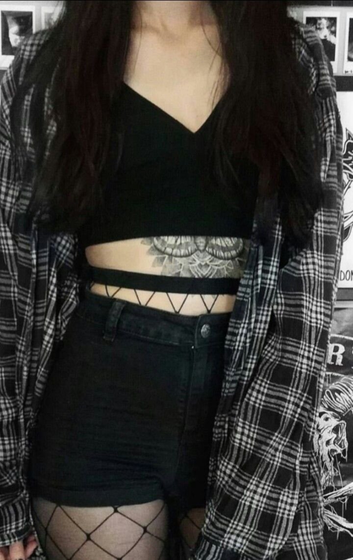 Goth outfit Грандж 2020 корейский шорты