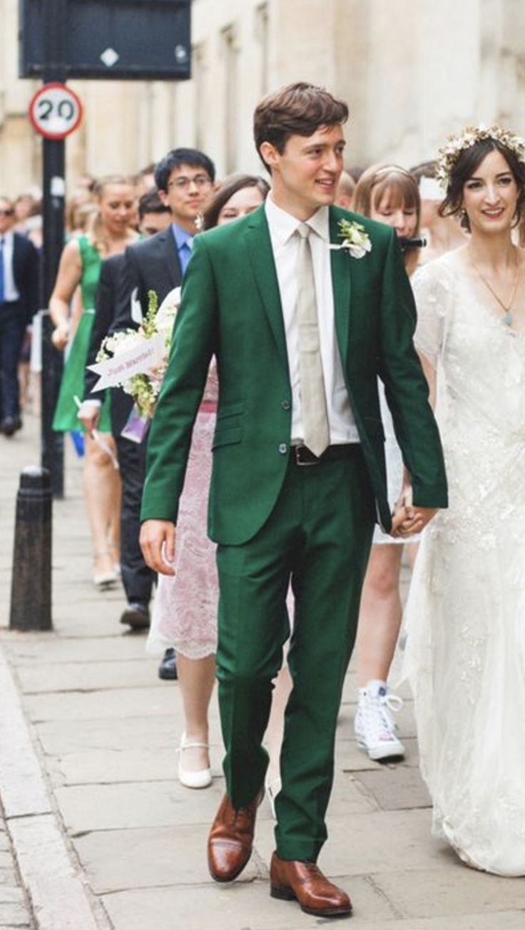 Мужской свадебный зеленый костюм