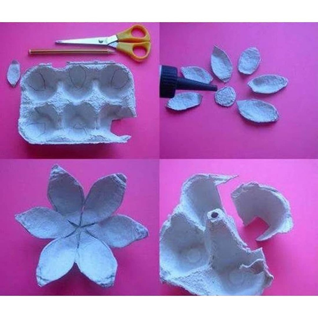 Цветы из яичного лотка