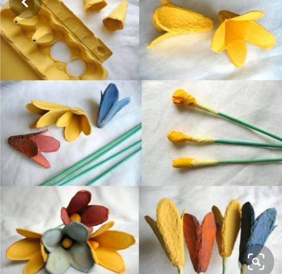 Цветы из яичных коробок