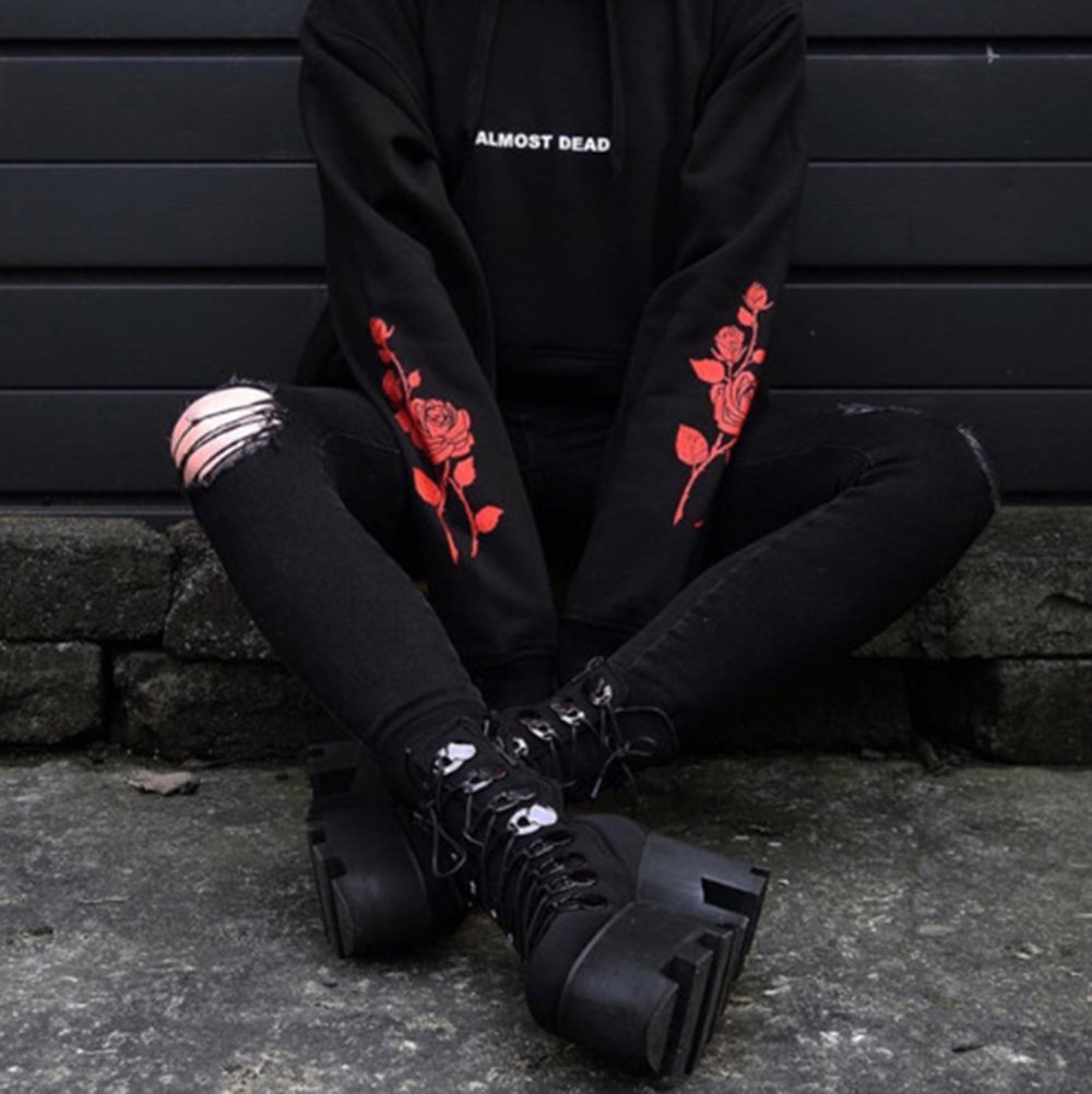 Goth outfit Грандж 2020 корейский штаны
