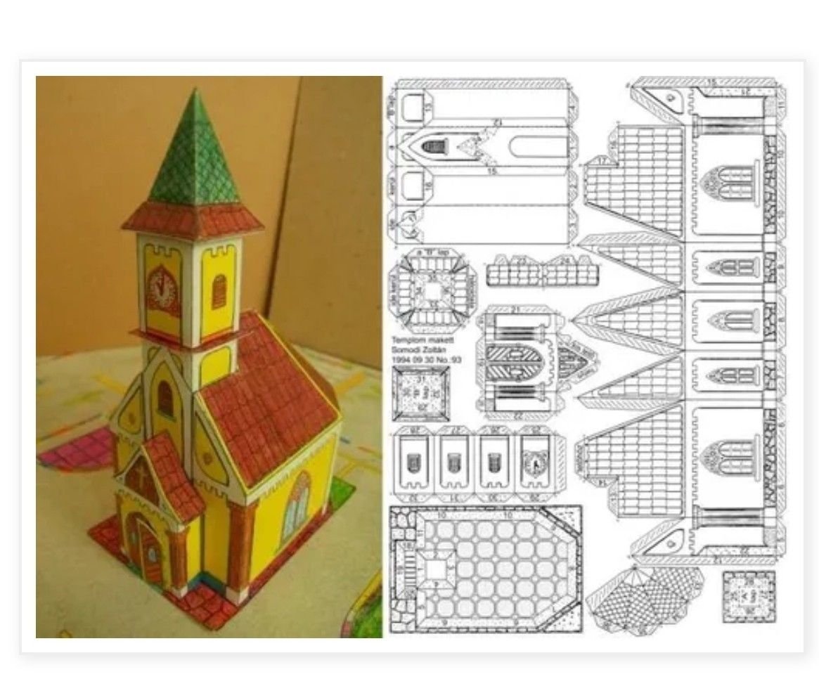 Поделки церквей и храмов из бумаги: схемы с шаблонами для вырезания