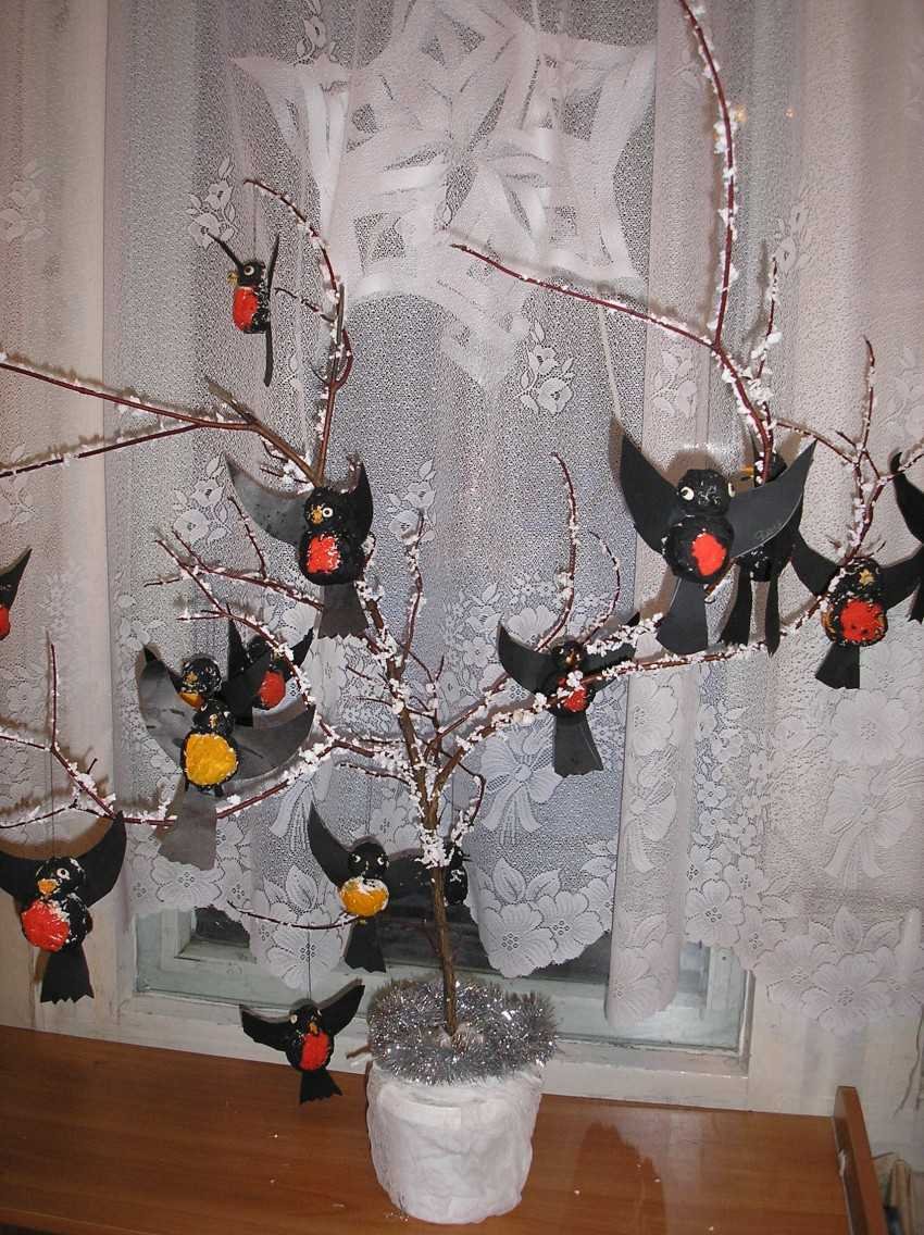 Снегирь из фетра