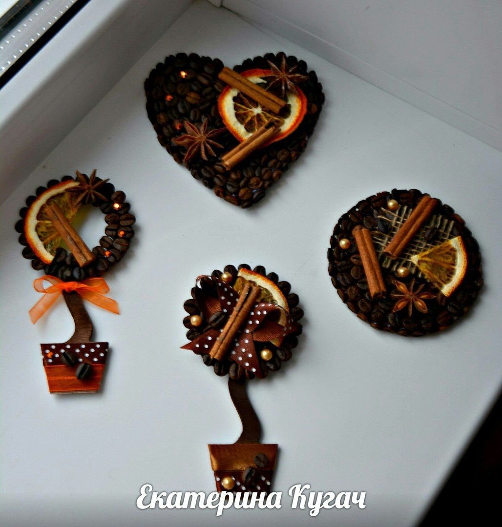 Магнитики из кофейных зерен