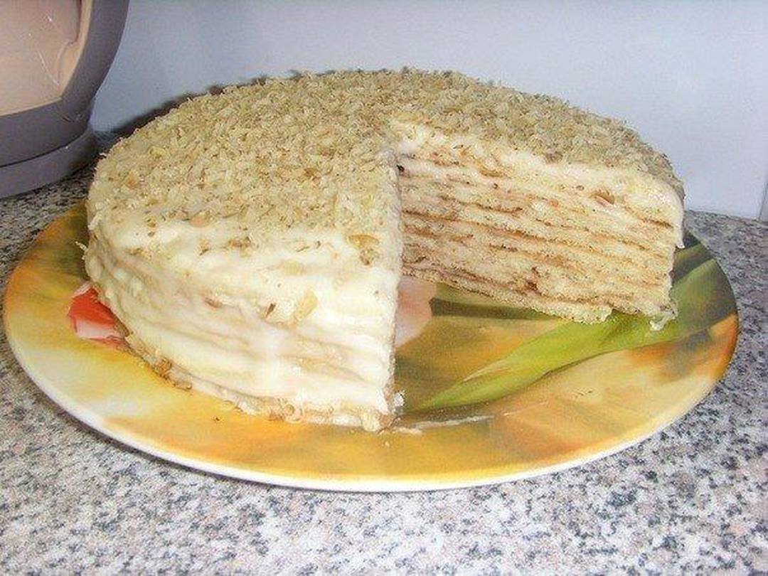 Торт на сковороде со сметанным кремом