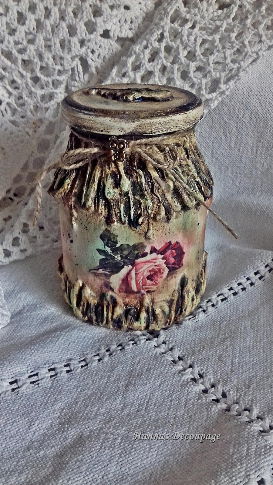 Декупаж банки из под чая
