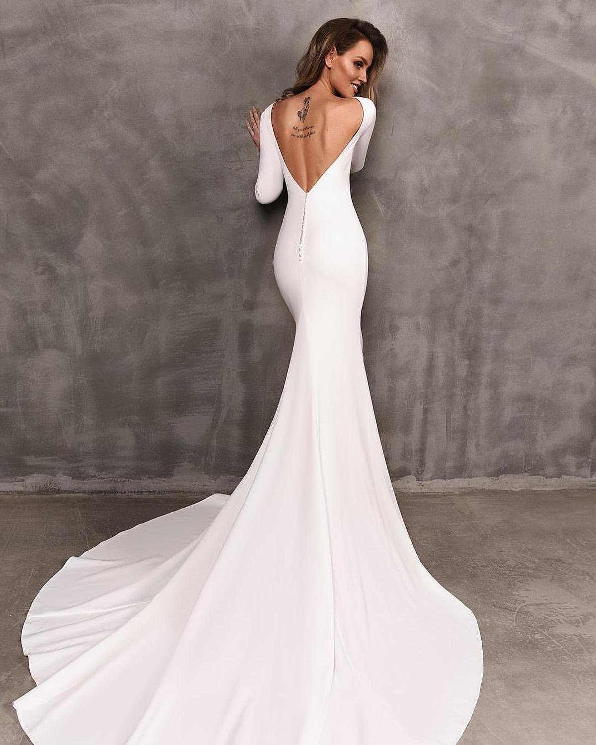 Simlple Soft Satin vestido de noiva Lace Mermaid Bride Wedding Dress 2022 New Bridal Gown with Luxury Crystal and Pearls
