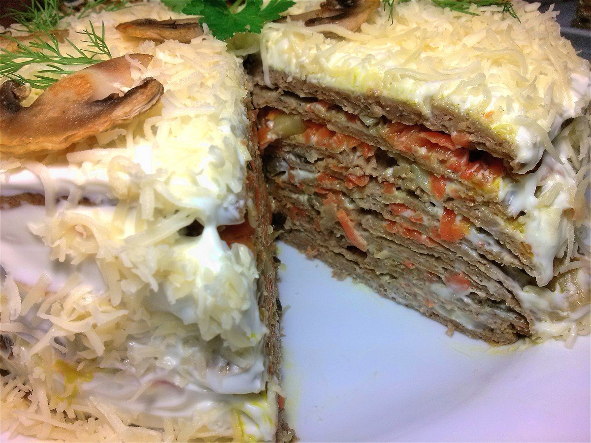 Печёночный торт без моркови