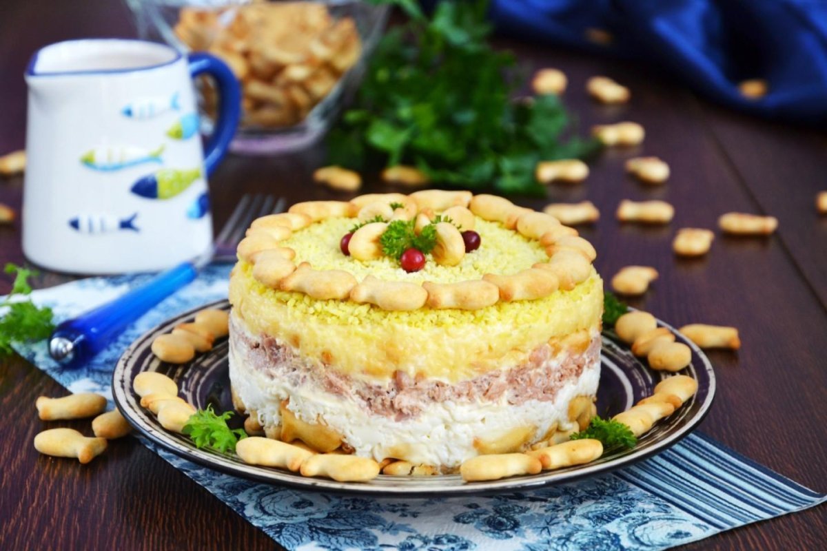 Торт из крекера рыбки киви