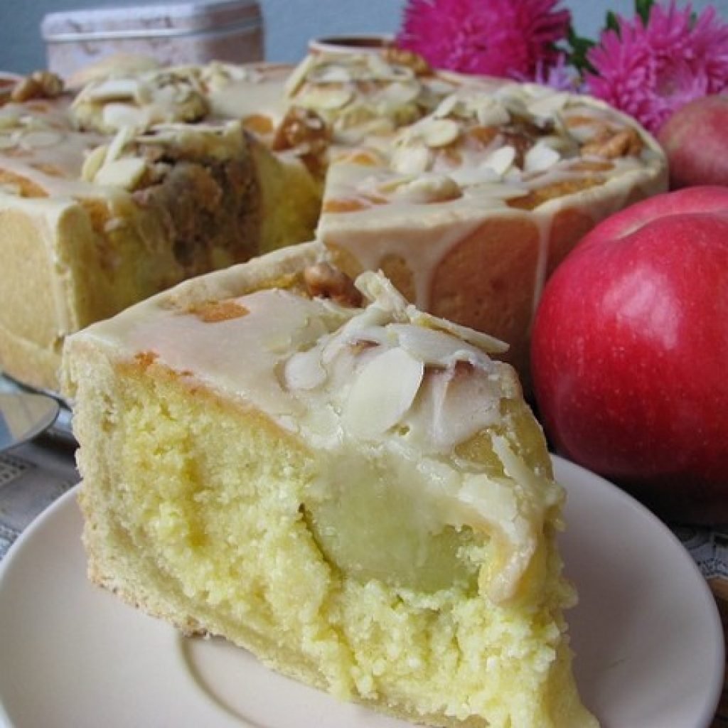 Торт яблочный заливной. Чудесный пирог. Заливное яблоко. Французский пирог 4 четверти.