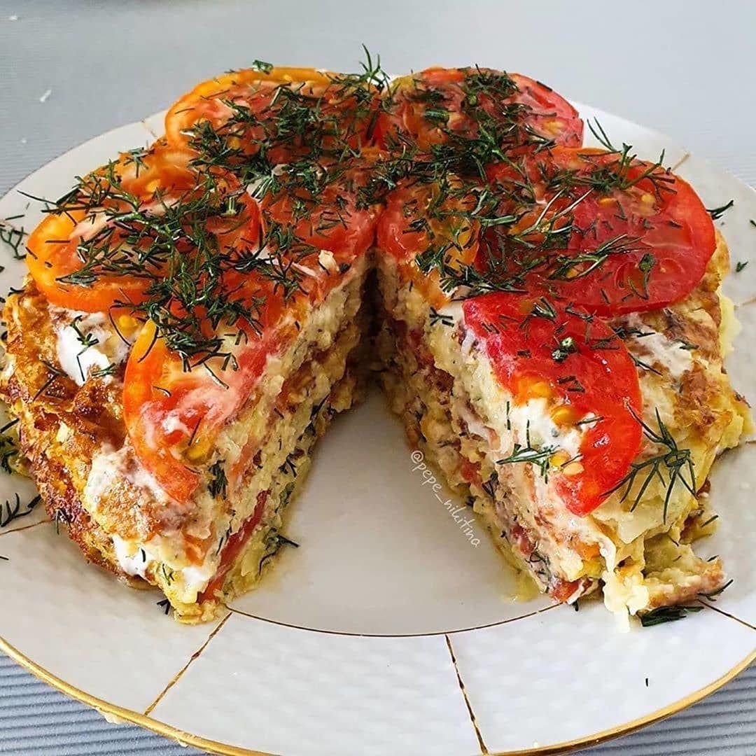 Закусочный торт из кабачка