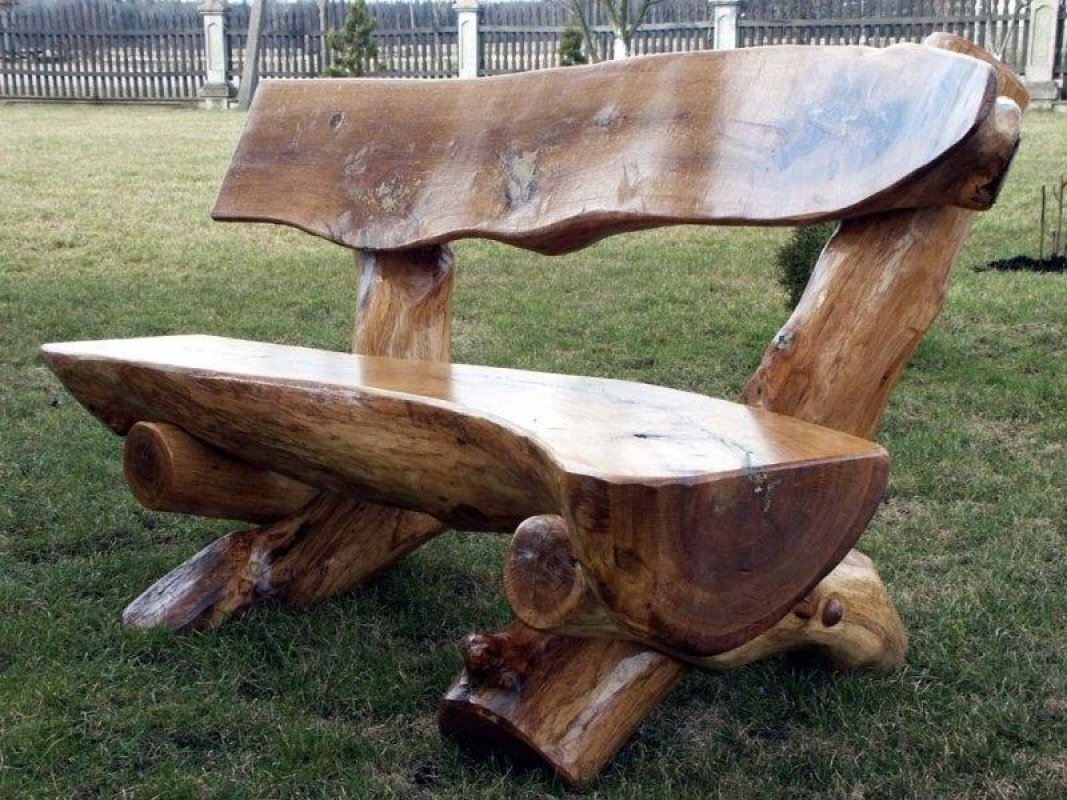 Скамейка Садовая из бревна