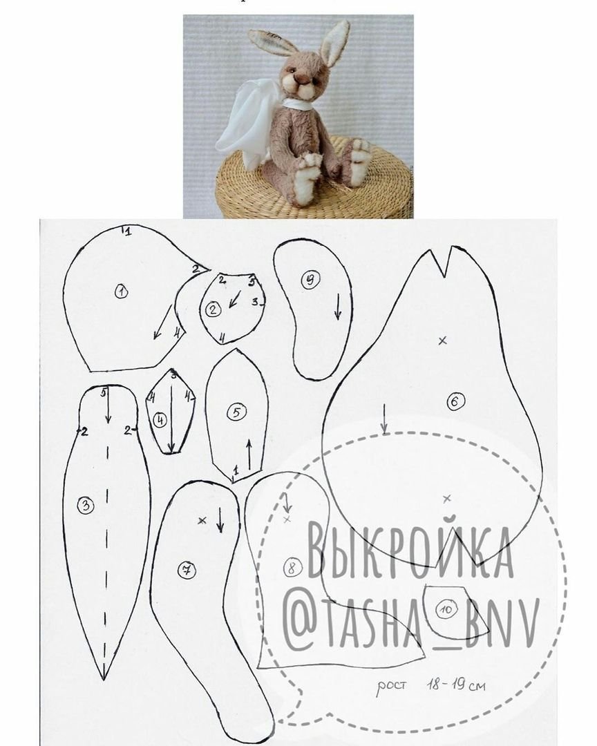 Выкройка кролика из ткани