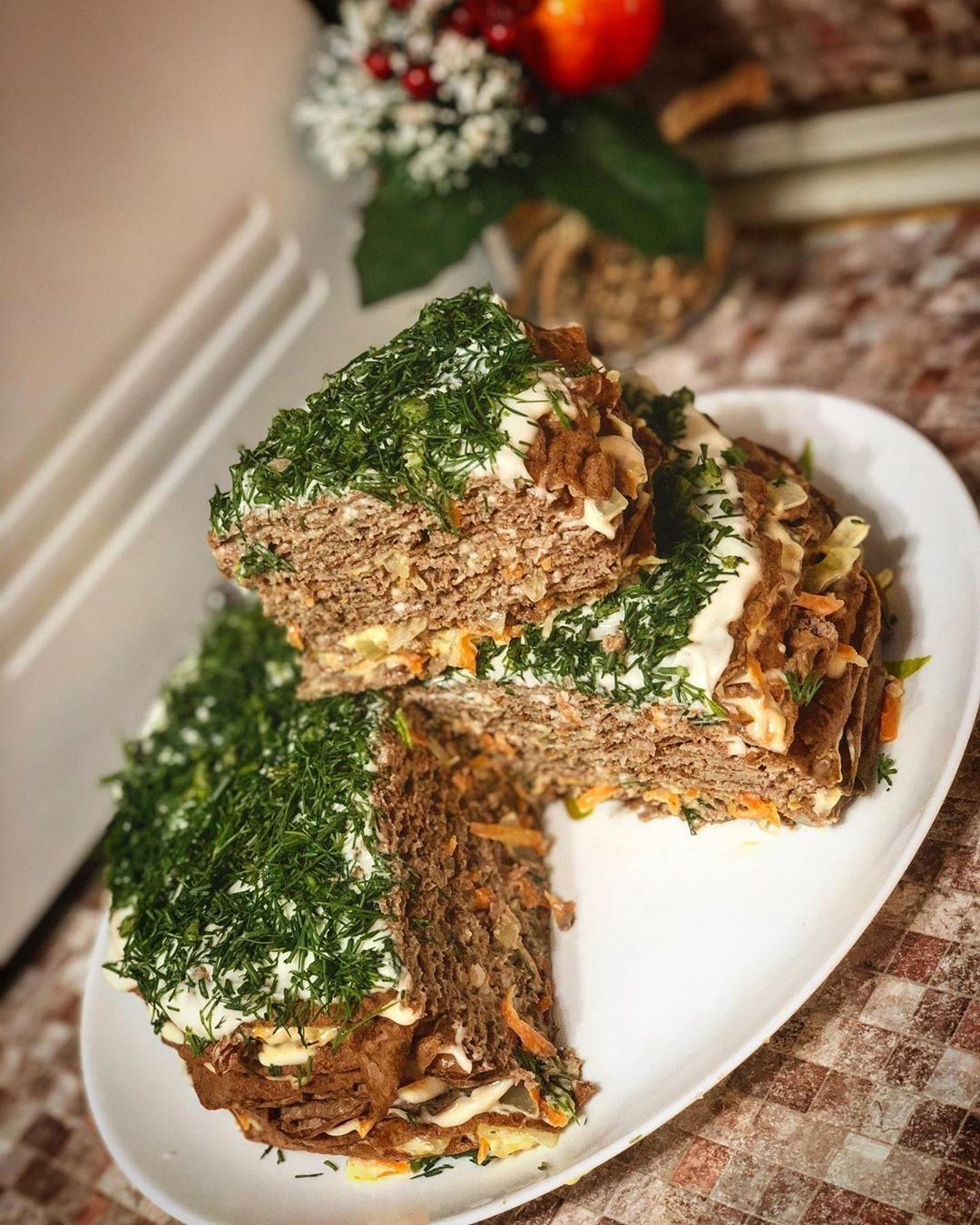 Печеночный тортик квадратный