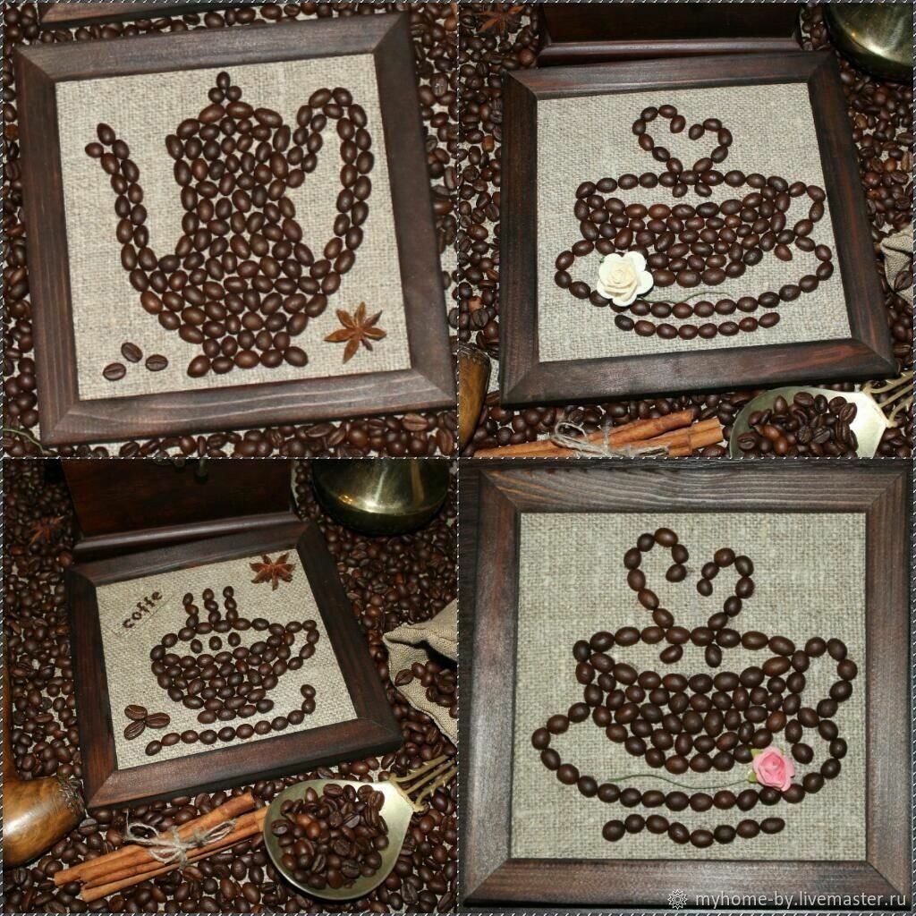 Аппликация из кофейных зерен
