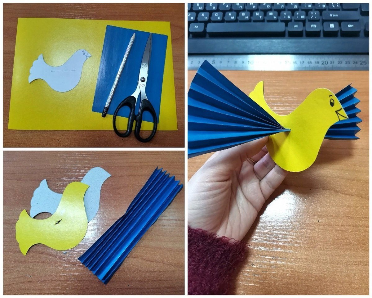 Поделки весенние: как сделать птицу из бумаги или из ткани