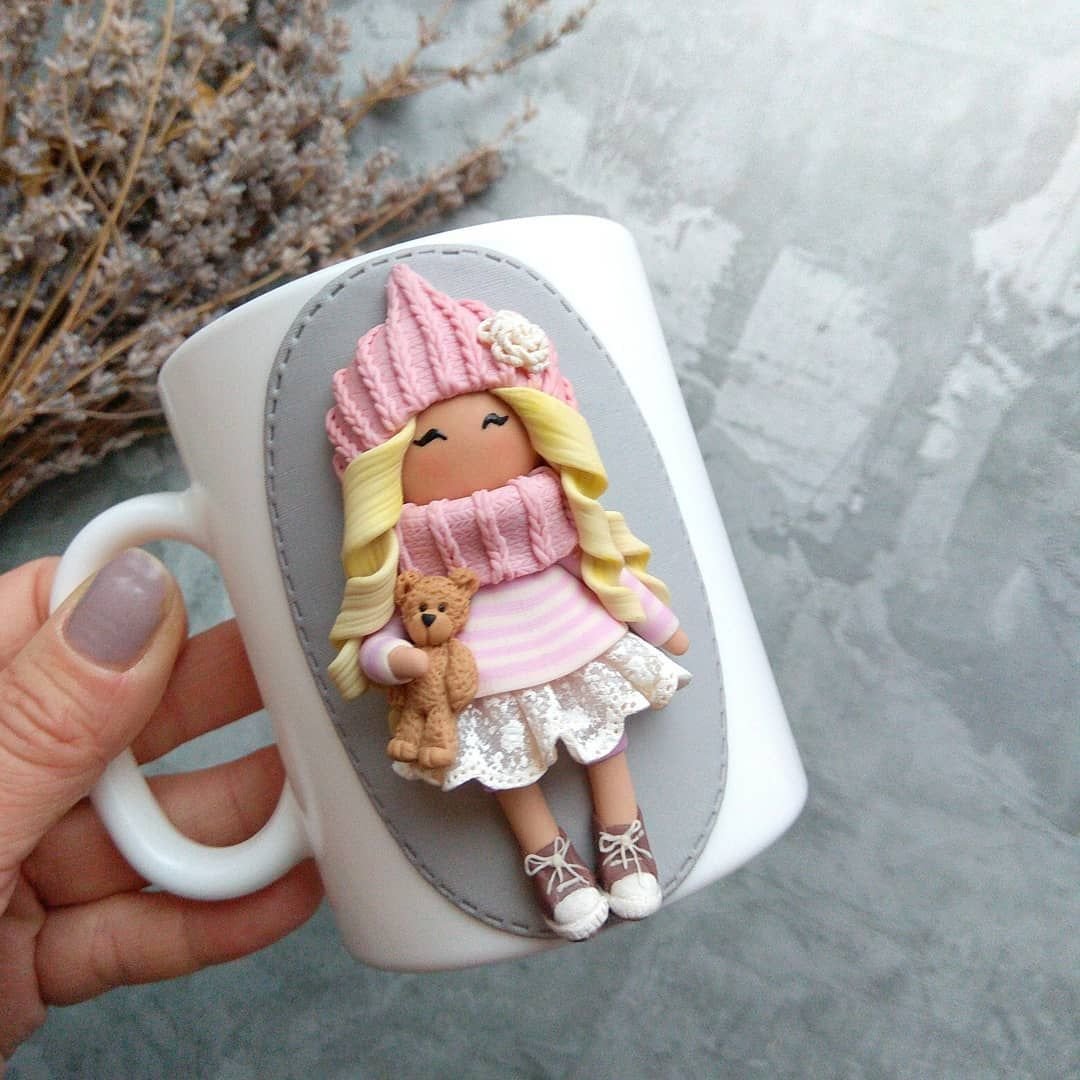 Кружки из полимерной глины подружки