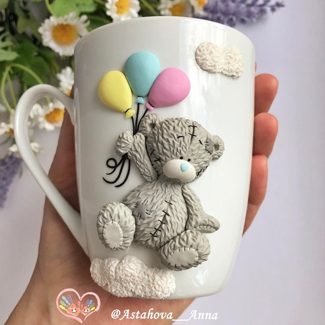 Кружка с полимерной глиной для мамы