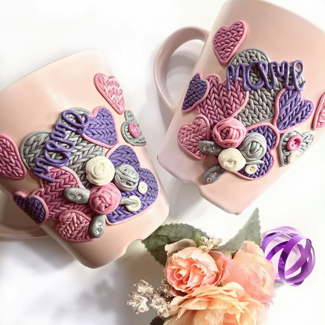 Кружка из полимерной глины для мамы