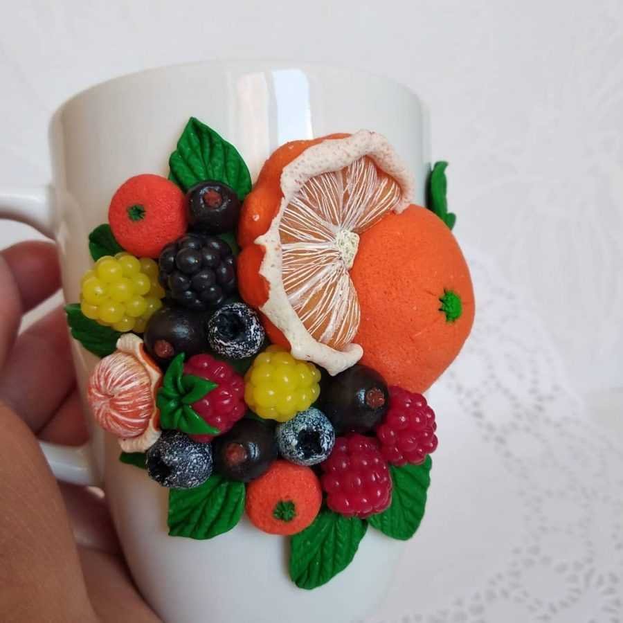 Кружки с цветами из полимерной глины