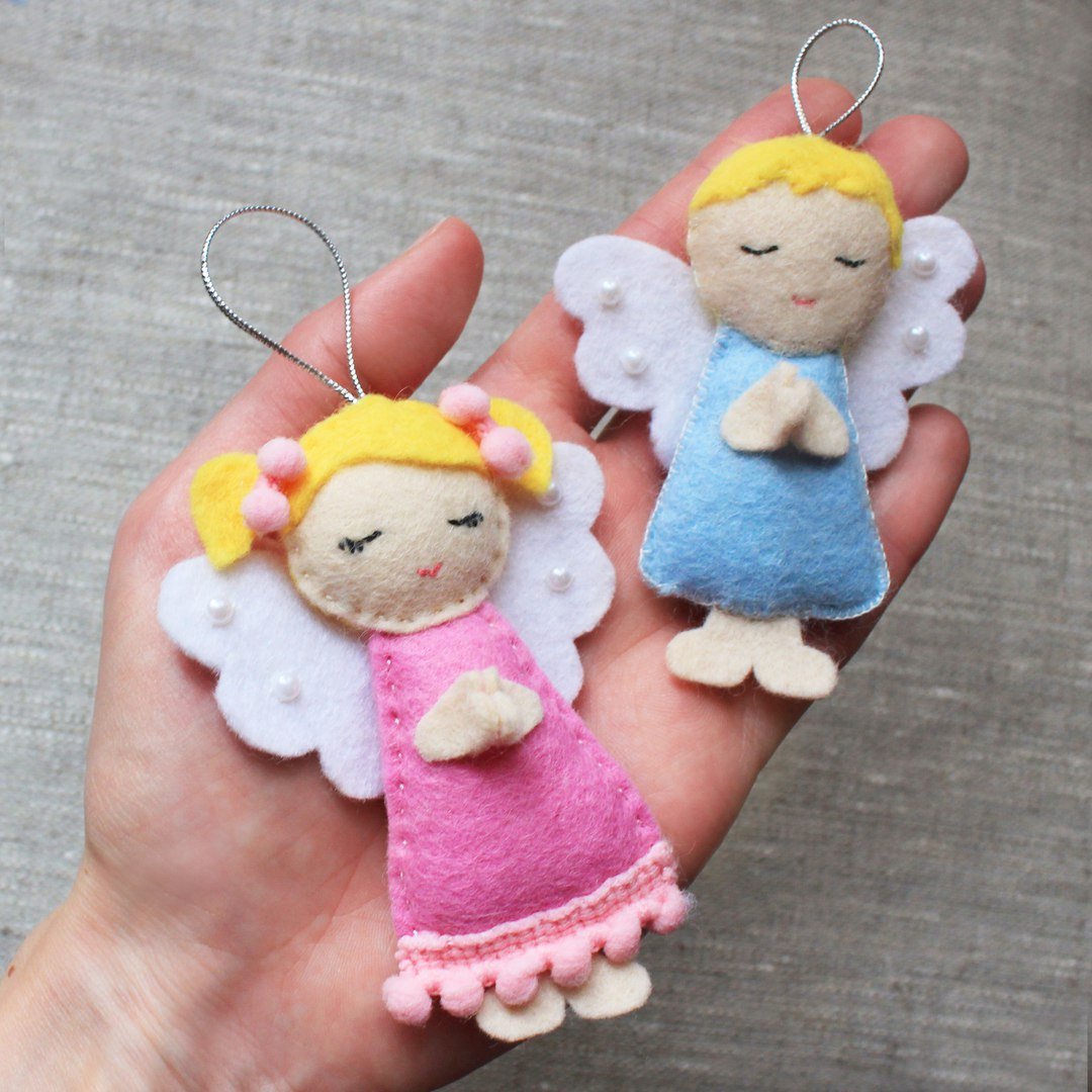 Новогодние игрушки из фетра ангел